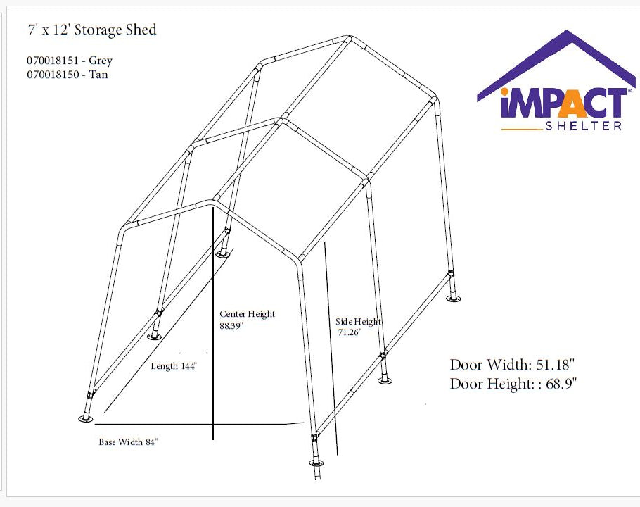 Replacement cover for 7x12 Portable Shed