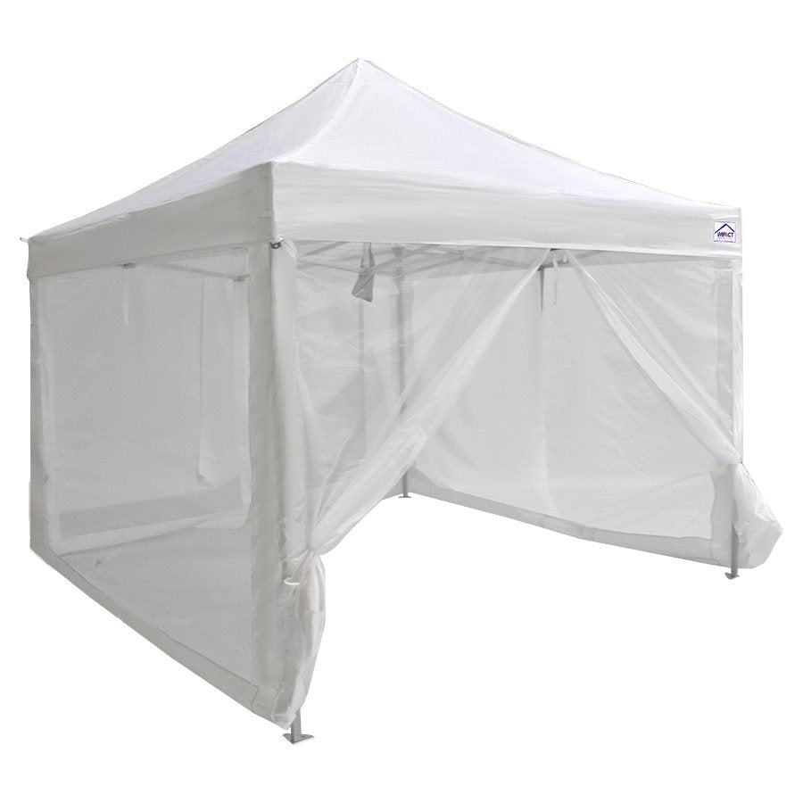 10x10 screen tent Impact Canopy Zippered Mesh Sidewalls for 10' x 10' Pop-Up Tent Canopy, White