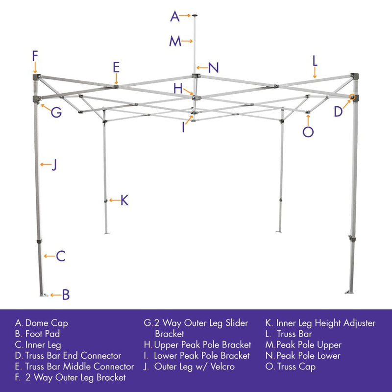 Part E. Steel Truss Bar Middle Connector, CL / AOL Frames Replacement Part - Impact Canopies USA