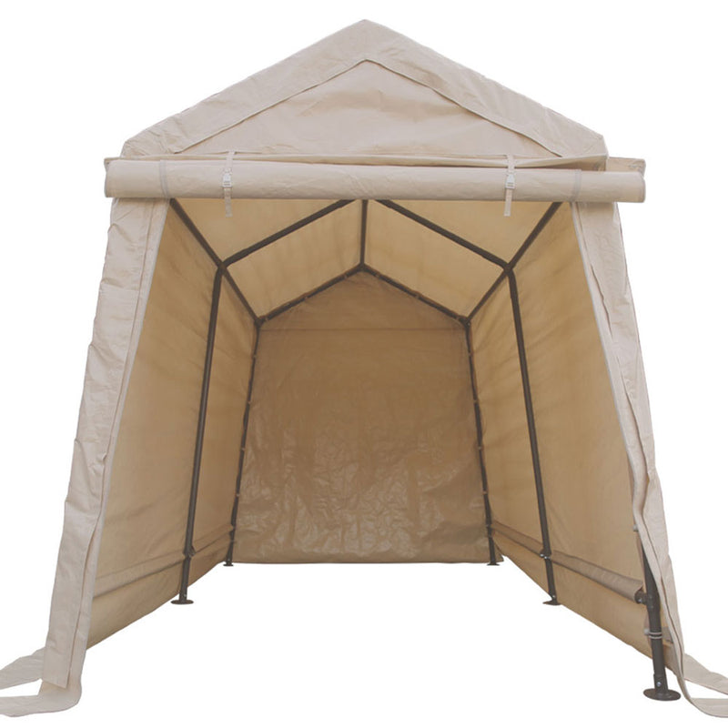 6x8 Portable Storage Shed - Motorcycle Cover - Lawnmower Shed - Tan - Impact Canopies USA