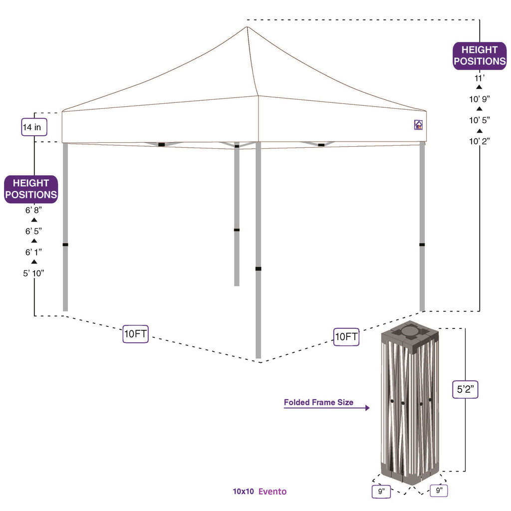 10'x10' Evento Steel Commercial Canopy Kit with Walls and Storage Bag