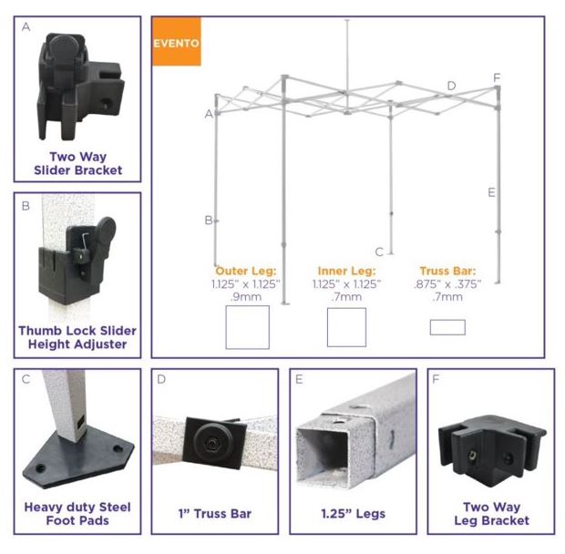 10'x10' Evento Steel Commercial Canopy Kit with Walls and Storage Bag