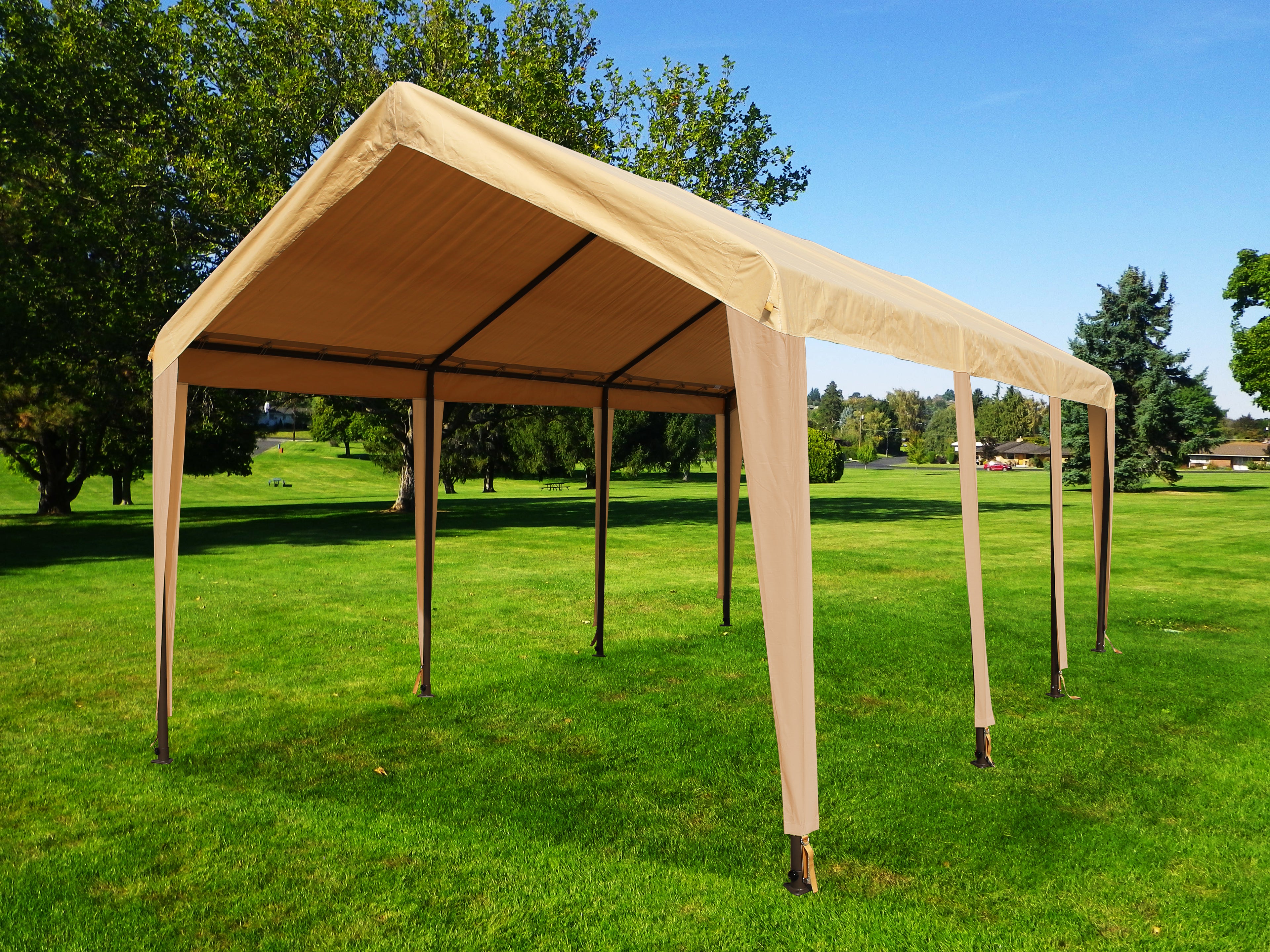 TAN Heavy Duty Portable Carport Canopy - 11'x20' (2' Thick Legs) - Impact Canopies USA