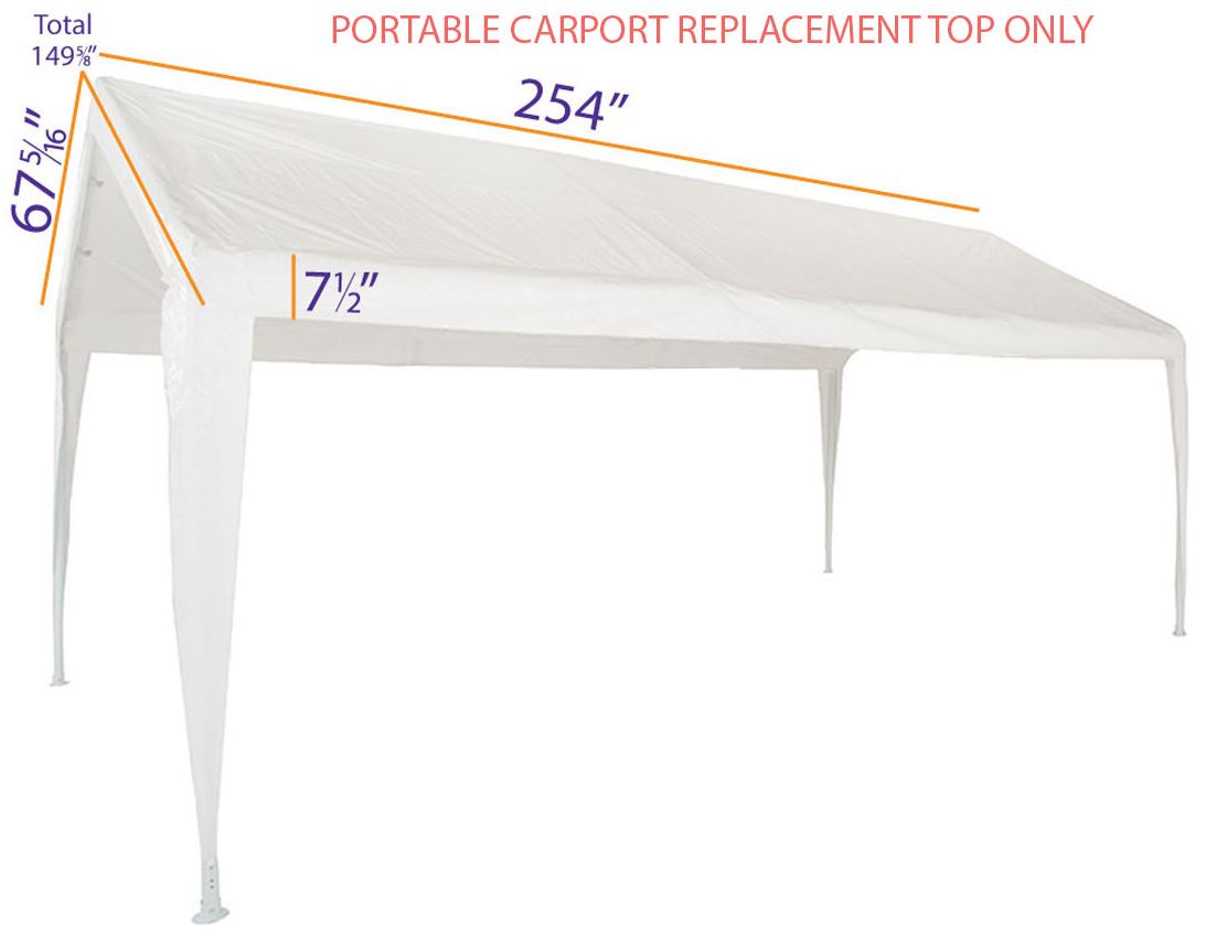Replacement Top with Leg Skirts for 11X20 Carport Canopy, White - Impact Canopies USA