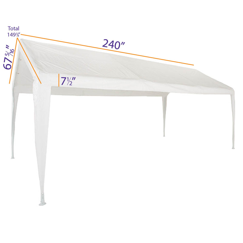 11'x20' Portable Carport REPLACEMENT TOP ONLY - WHITE with Leg Skirts