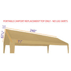 TAN Replacement Top without Leg Skirts 11'x20' Portable Carport - Impact Canopies USA