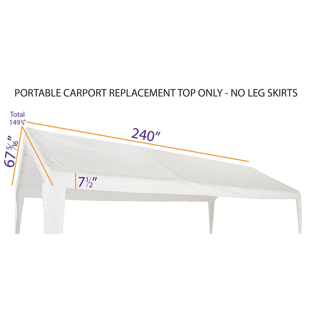 Replacement Top without Leg Skirts 11'x20' Portable Carport - Impact Canopies USA