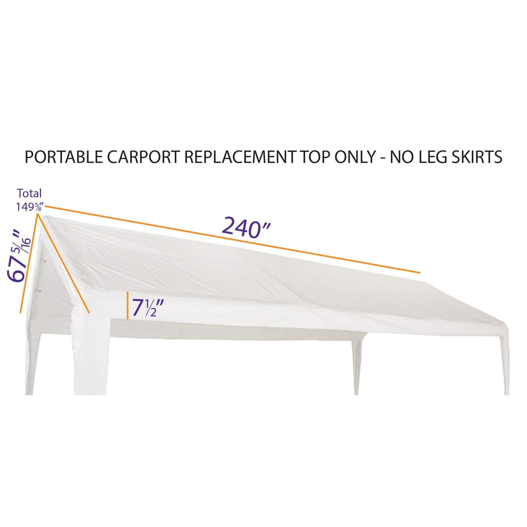 Replacement Top without Leg Skirts 11'x20' Portable Carport - Impact Canopies USA