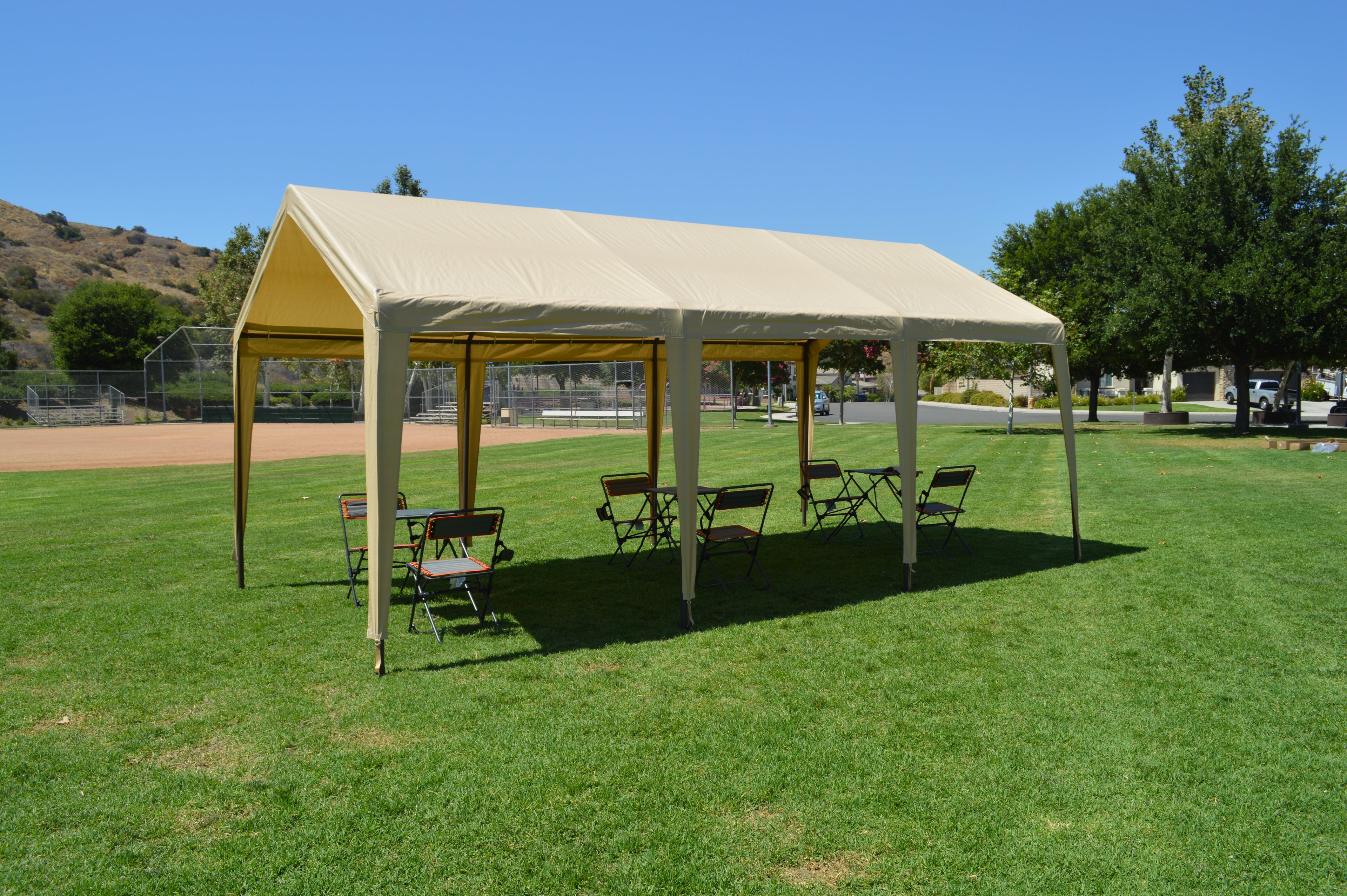 TAN Heavy Duty Portable Carport Canopy - 11'x20' (2' Thick Legs)