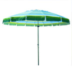 8' Blue Green Beach Umbrella with Sand Anchor - Impact Canopies USA