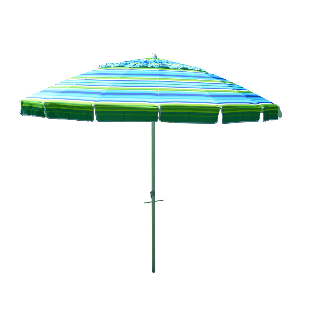 8' Blue Green Beach Umbrella with Sand Anchor - Impact Canopies USA