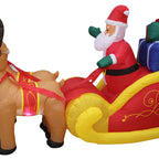 4 ft Christmas Inflatable Santa Claus on Sleigh with Reindeer