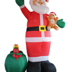 11.8 ft Christmas Inflatable Santa Claus with Green Gift Bag and Teddy Bear
