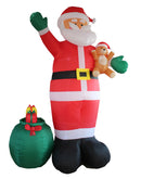 11.8 ft Christmas Inflatable Santa Claus with Green Gift Bag and Teddy Bear