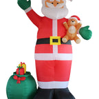 11.8 ft Christmas Inflatable Santa Claus with Green Gift Bag and Teddy Bear