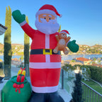 11.8 ft Christmas Inflatable Santa Claus with Green Gift Bag and Teddy Bear