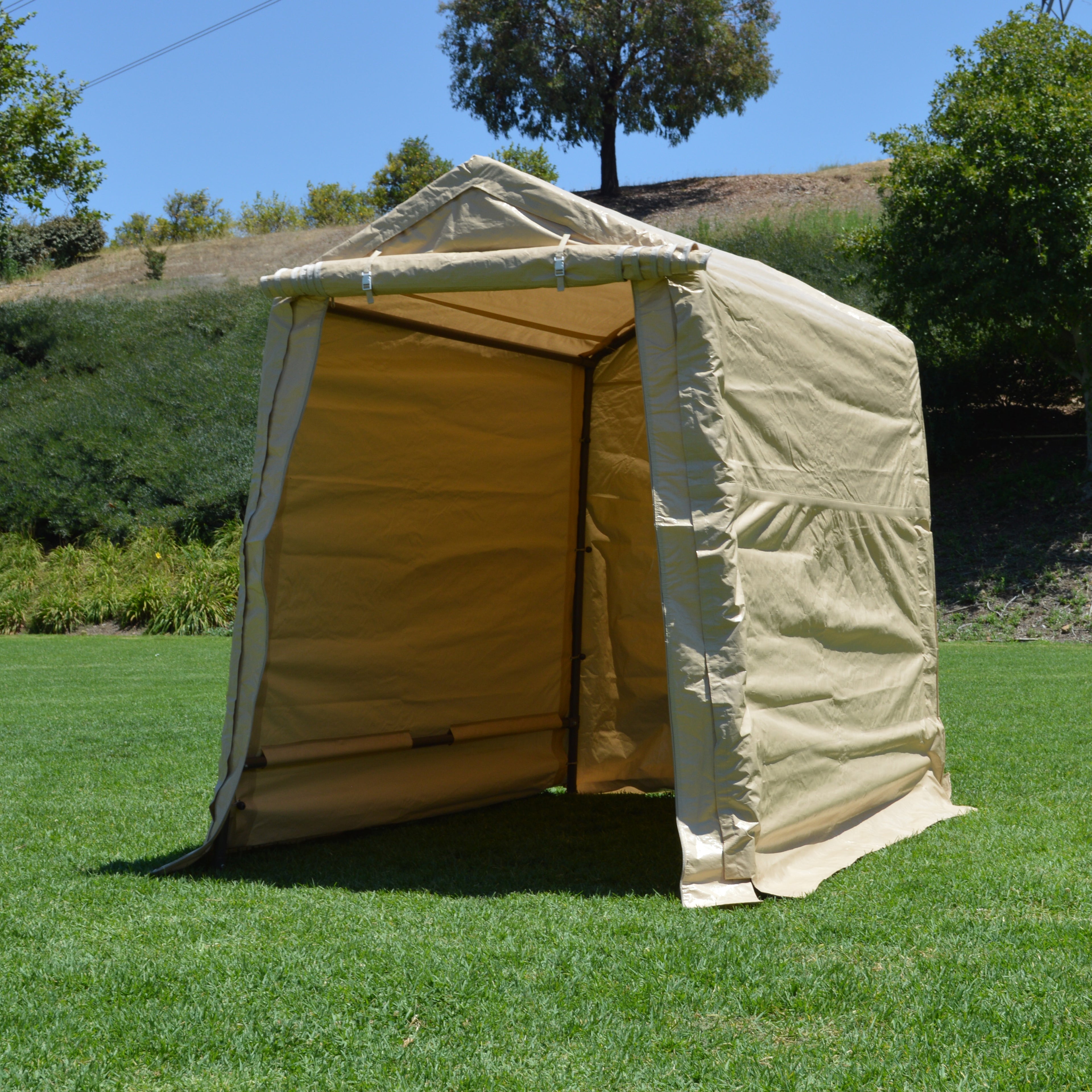 storage shed tent Impact Canopy 6x8 Portable Storage Shed, Tan