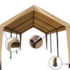 TAN Heavy Duty Portable Carport Canopy - 11'x20' (2' Thick Legs) - Impact Canopies USA