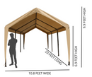 10x20 (8) Leg Portable Carport- TAN