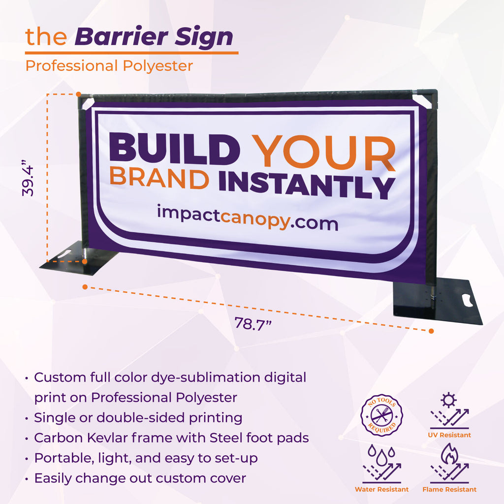 Custom Printed Freestanding Barrier Sign – Impact Canopies USA