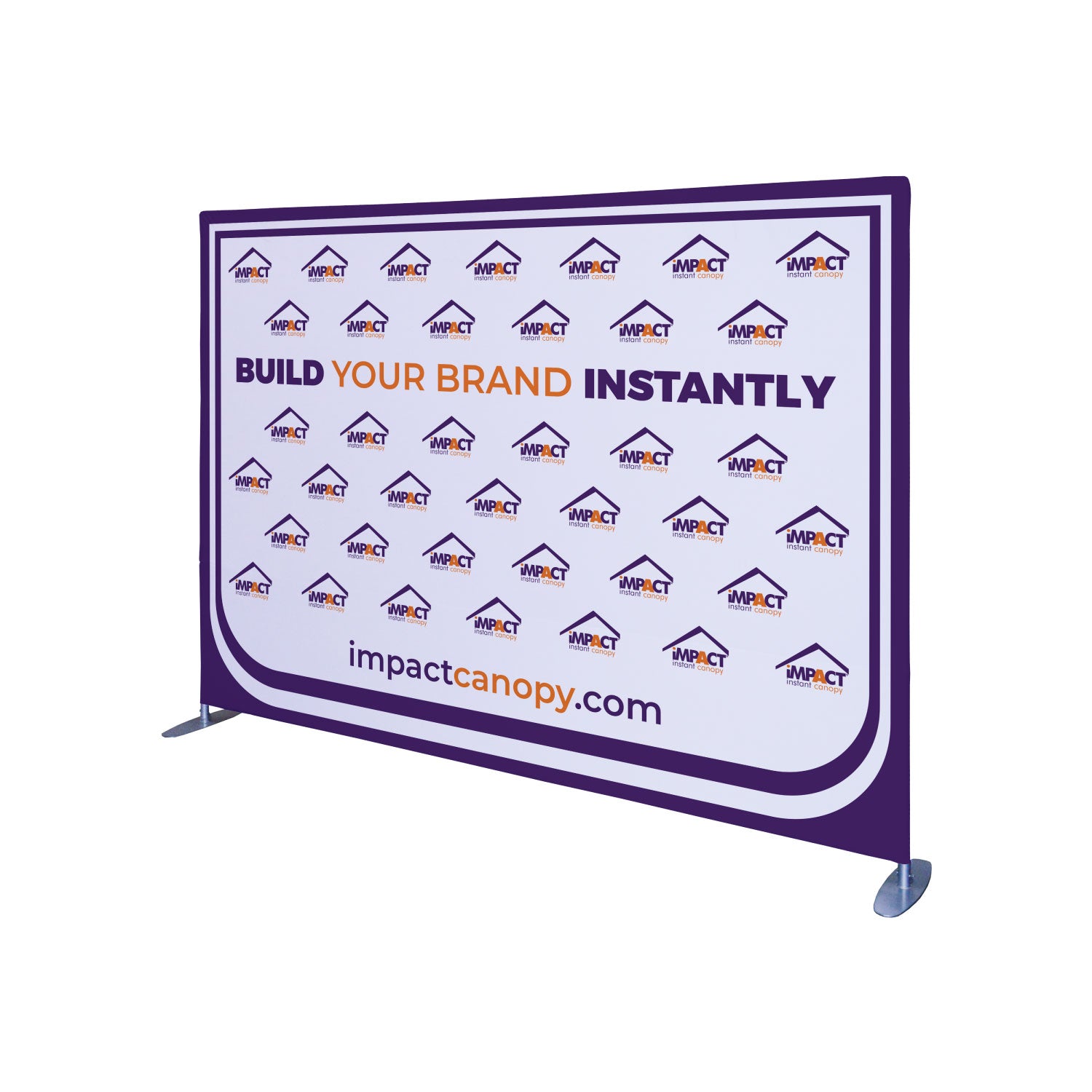 a white and purple banner with text