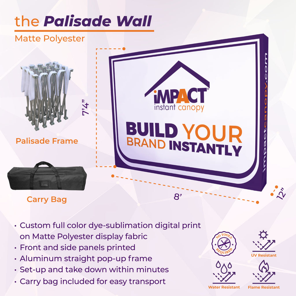 Custom Printed Palisade Pop Up Display Wall – Impact Canopies USA