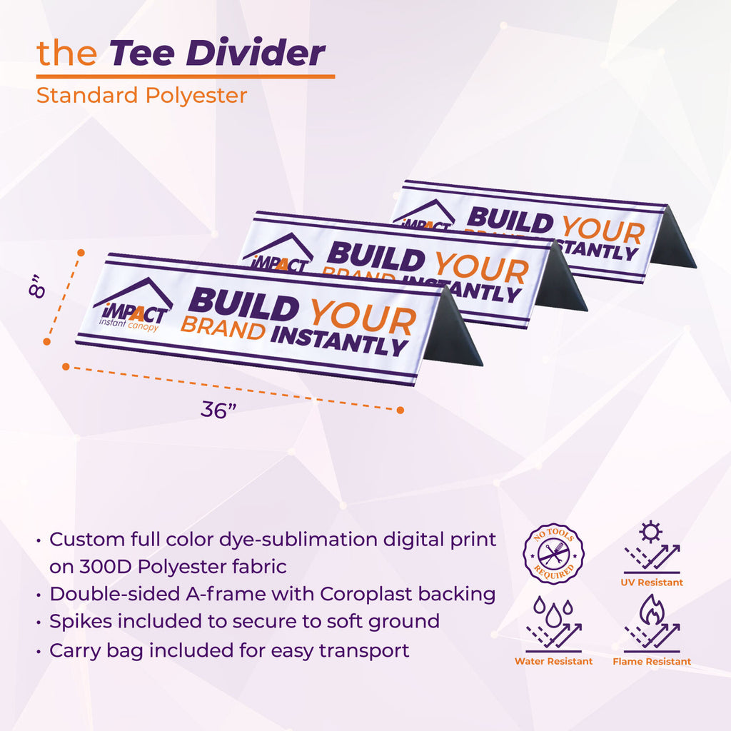 Custom Printed Tee Dividers for Golf Driving Range - 3 Piece Set - Impact Canopies USA