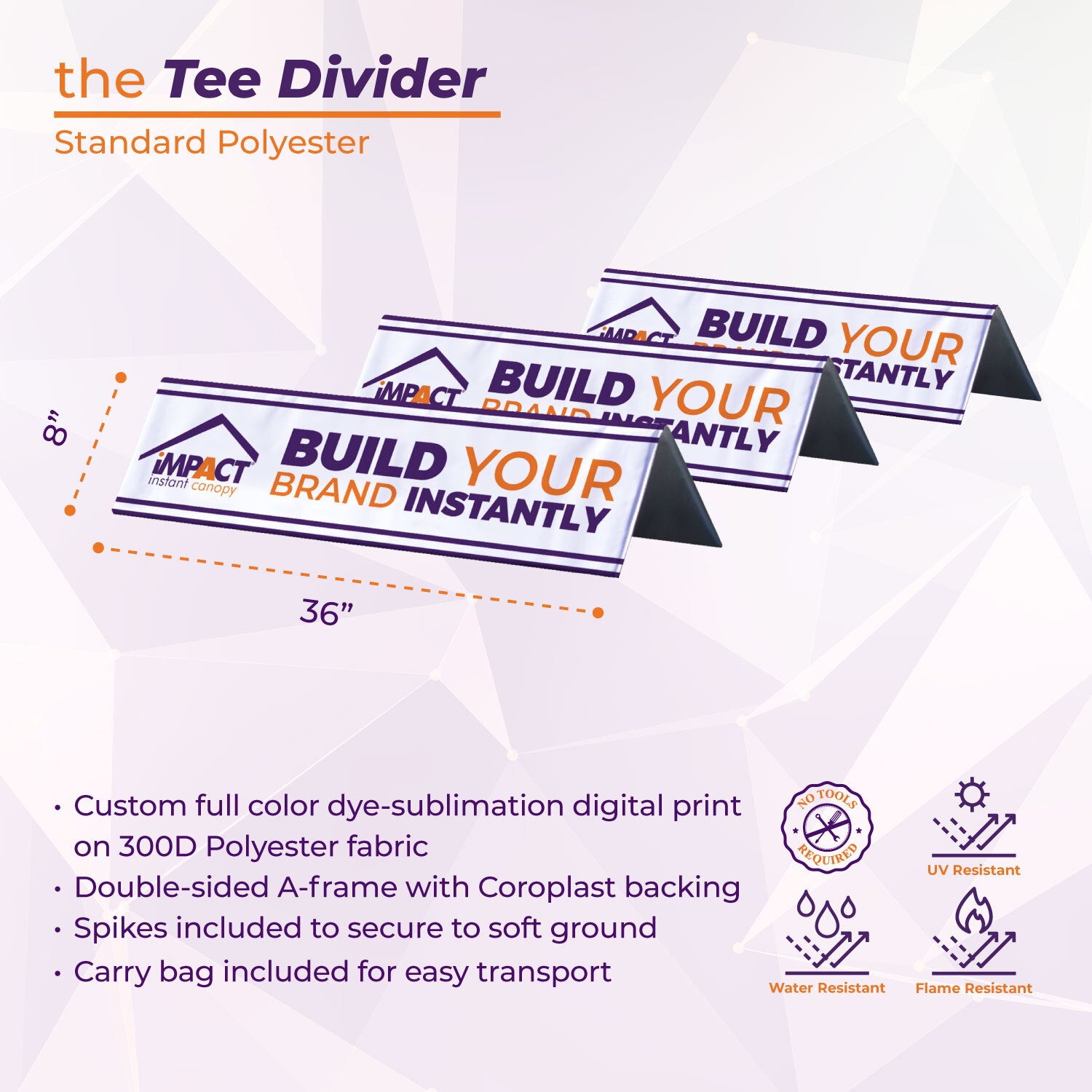 Custom Printed Tee Dividers for Golf Driving Range - 3 Piece Set - Impact Canopies USA