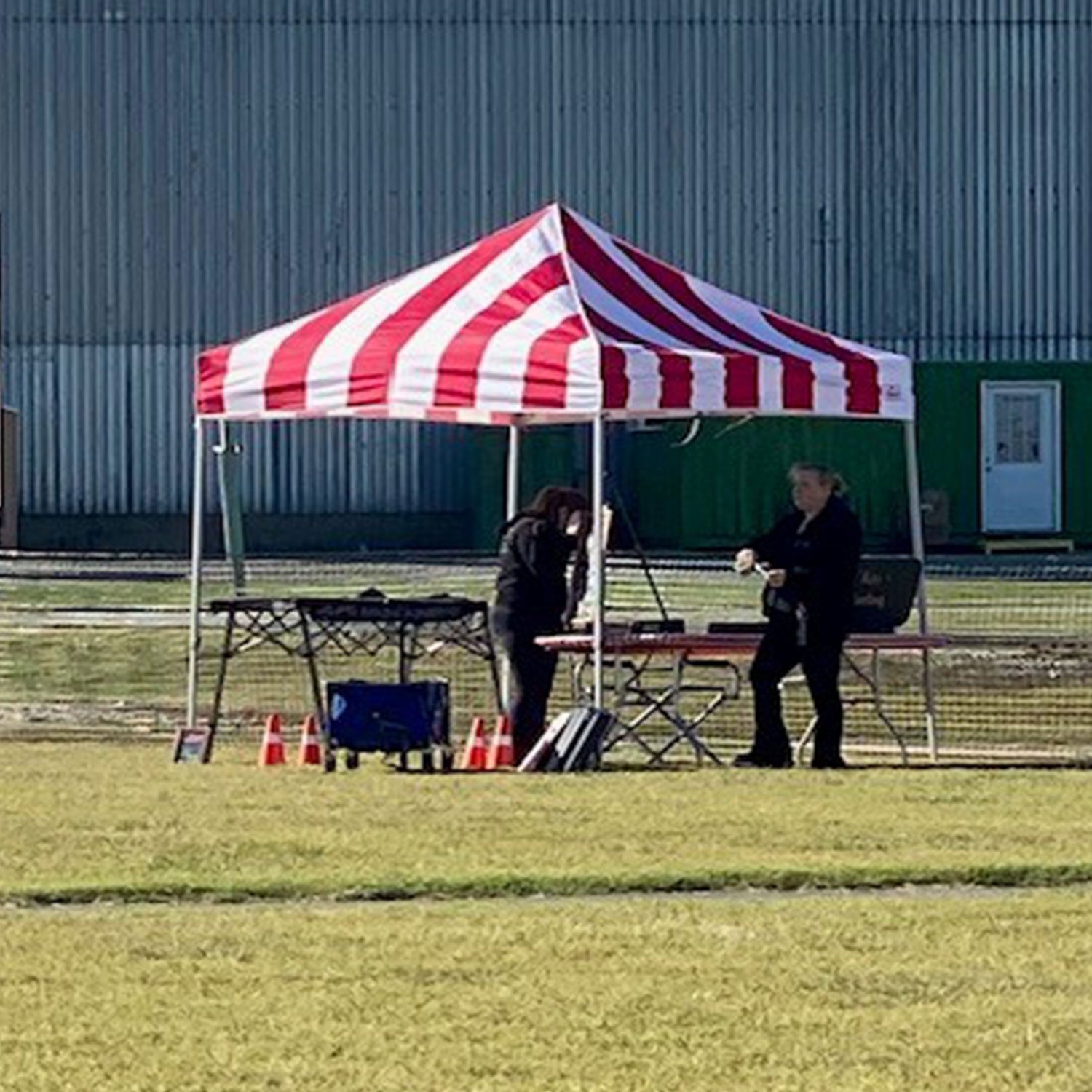 Impact Canopy Carnival Booth Kit 120 inch x 120 inch Blue and White Stripes Pop-up Outdoor Canopy, Size: 10' x 10'