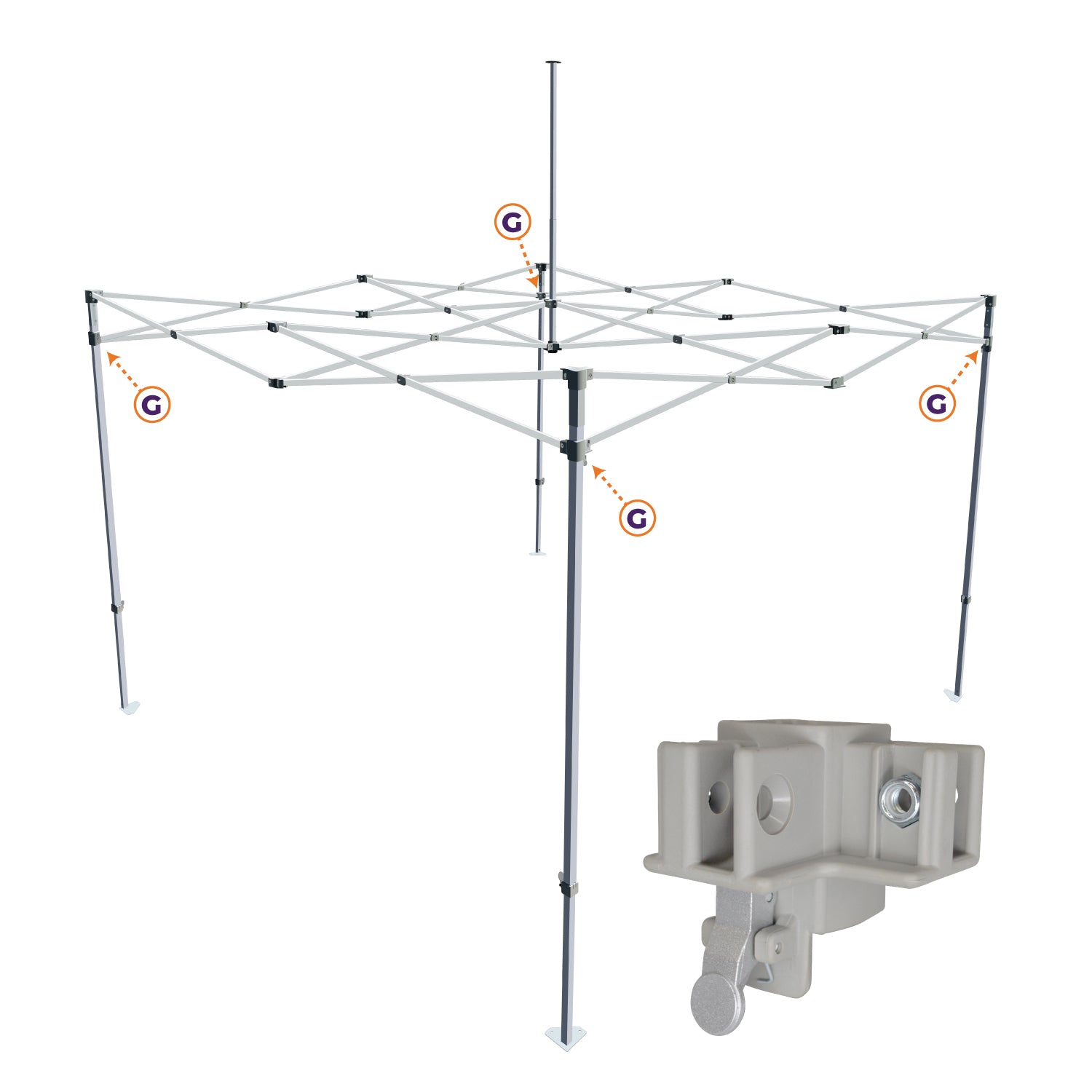 CL / AOL Part G. | 2 Way Outer Leg Slider Bracket - Impact Canopies USA