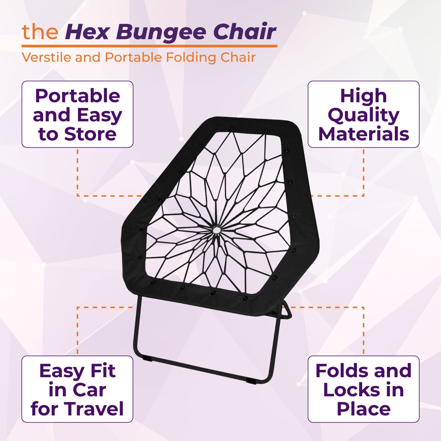 Hex Bungee Chair, Portable Folding Chair
