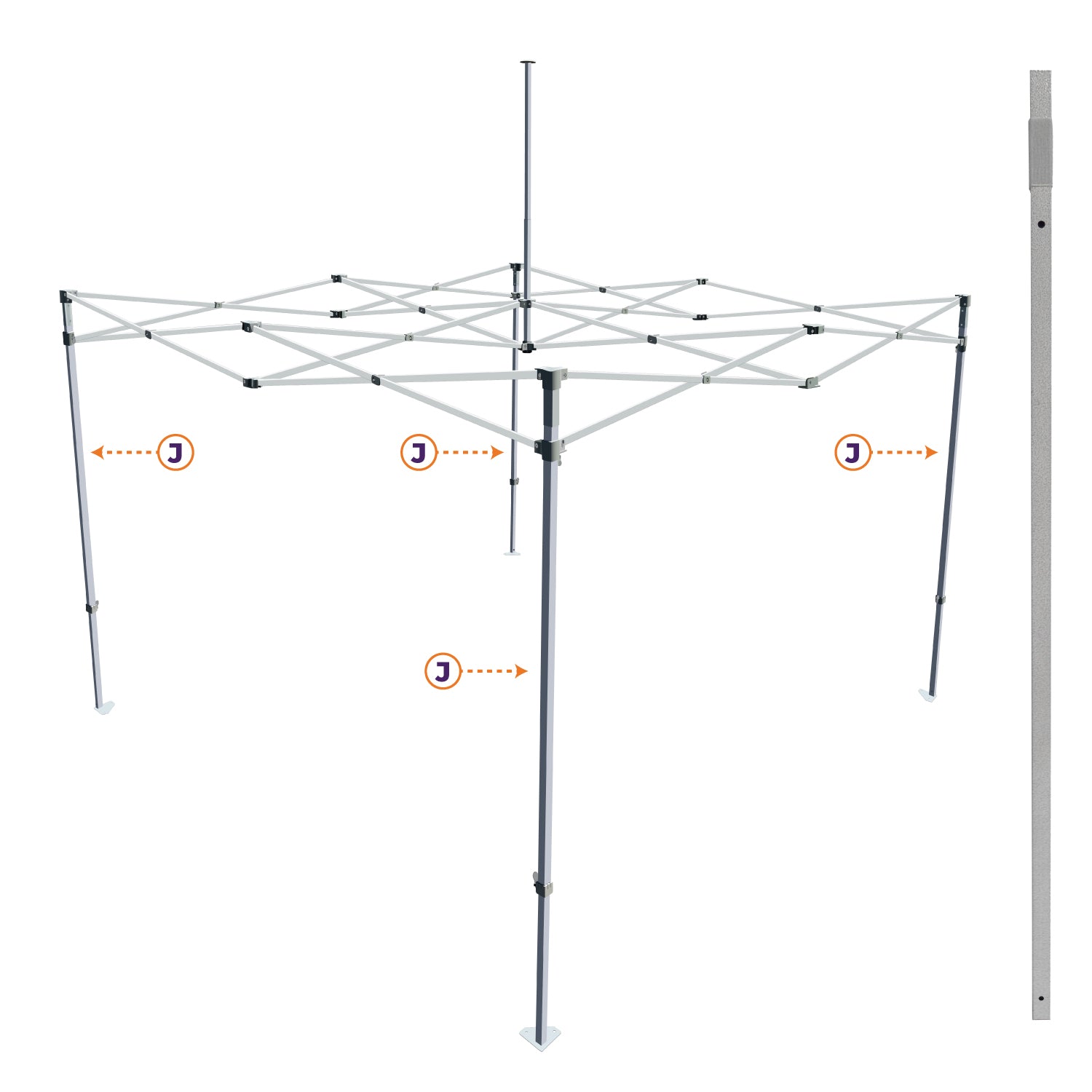 CL Part J. | Steel Outer Leg with Velcro - Impact Canopies USA