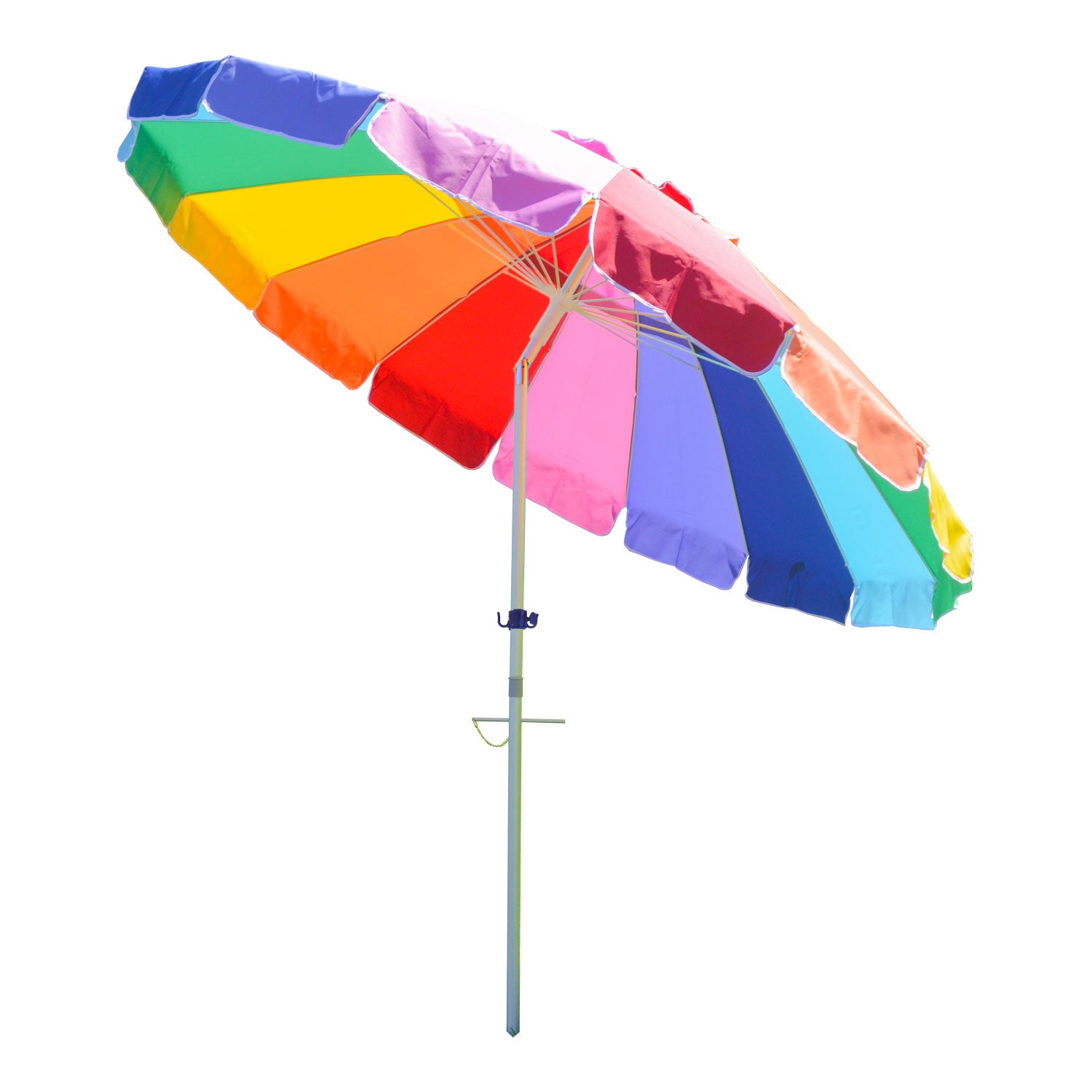 8' Rainbow Beach & Grass Umbrella with Anchor, Carry Bag, and Storage Hook