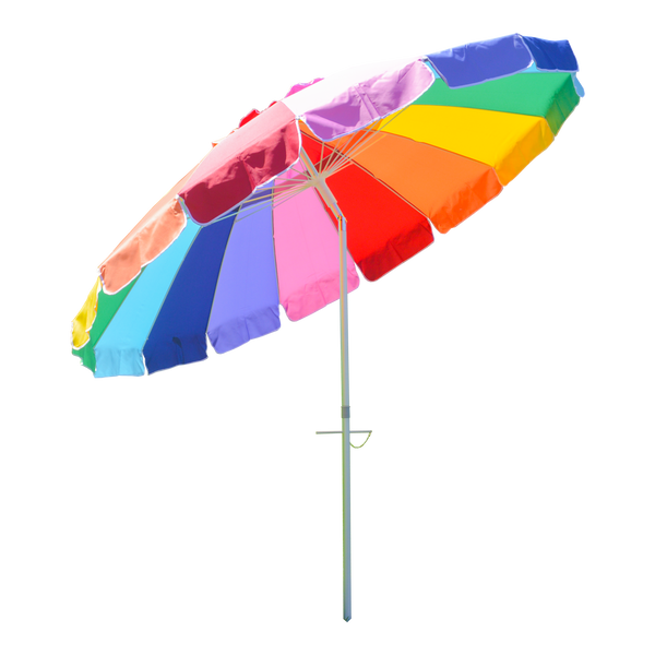 8' Beach Umbrella Rainbow with Anchor and Carry Bag