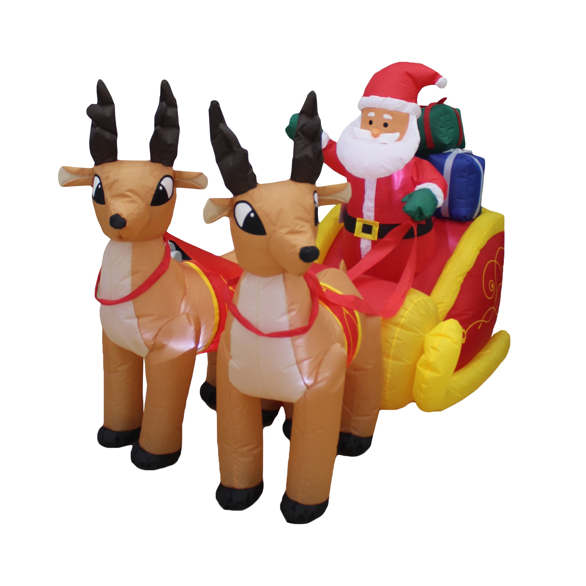 4 ft Christmas Inflatable Santa Claus on Sleigh with Reindeer