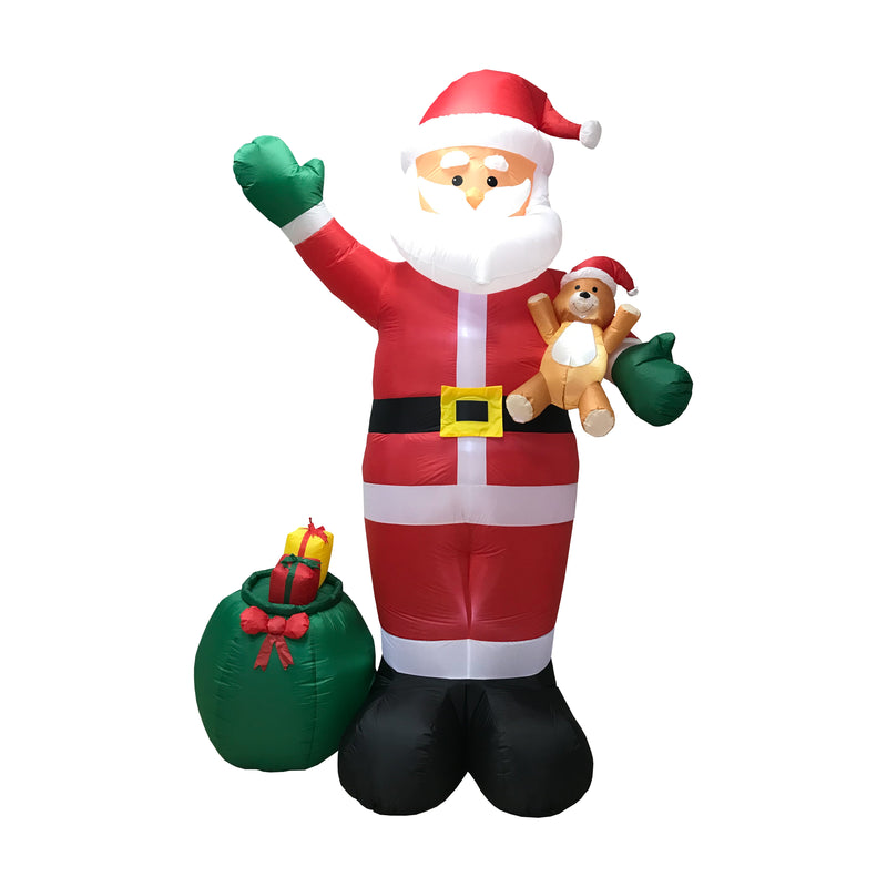 11.8 ft Christmas Inflatable Santa Claus with Green Gift Bag and Teddy Bear