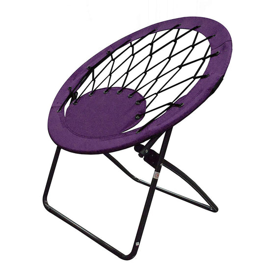 32 Bunjo Woven Bungee with Metal Base Folding Chair, Purple to Pink 