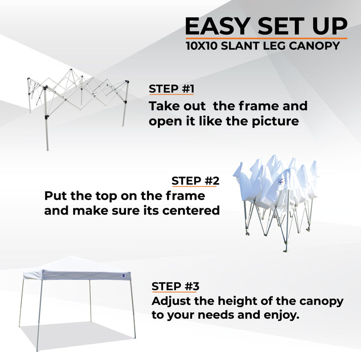 10x10 Slant Leg Pop Up Canopy - Impact Canopies USA