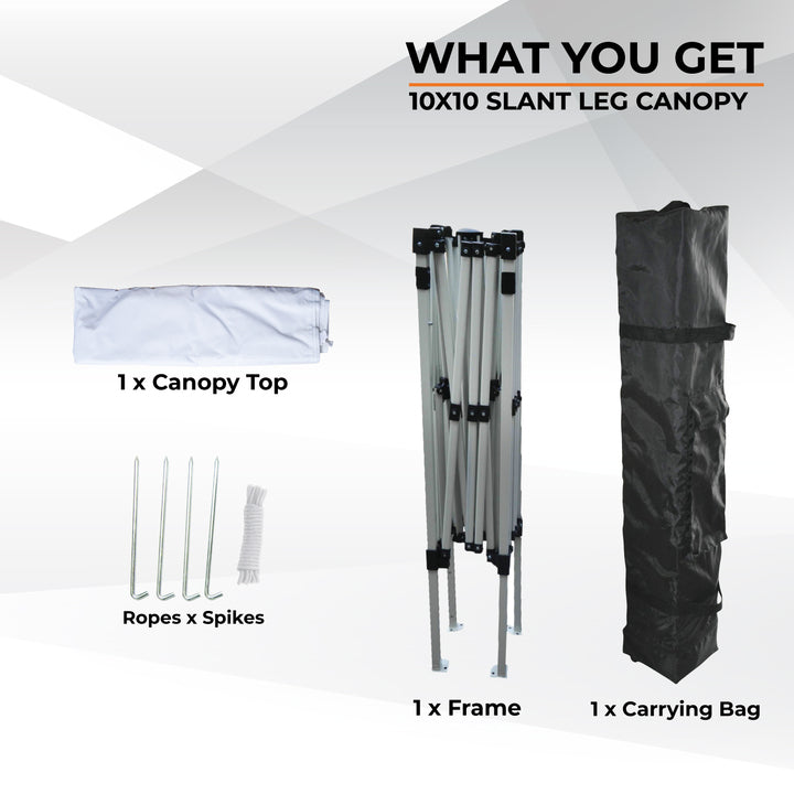 10x10 Slant Leg Pop Up Canopy - Impact Canopies USA