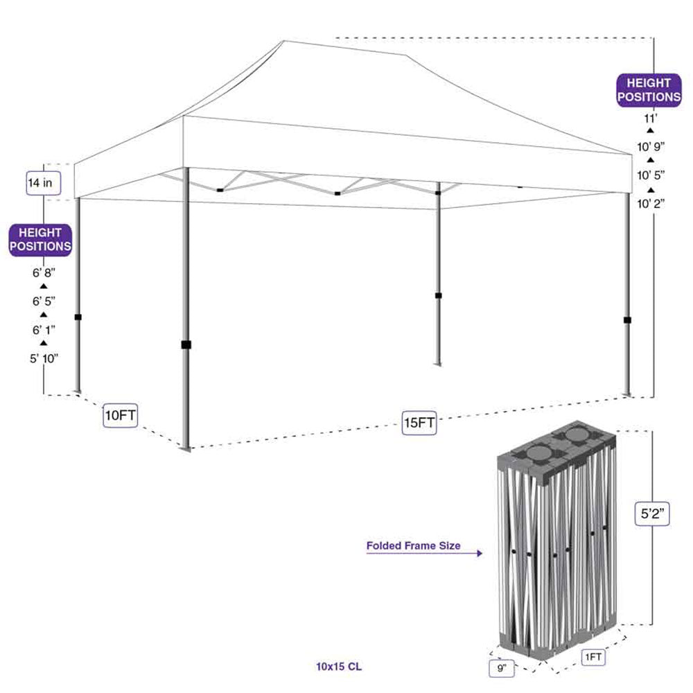 CL 10X15 Heavy Duty Steel Frame  Replacement - Impact Canopies USA