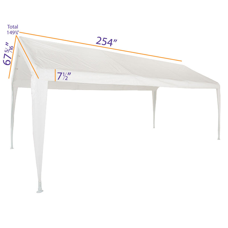 10x20 Portable Carport Garage Storage Tent REPLACEMENT TOP ONLY - WHITE with Leg Skirts - Impact Canopies USA