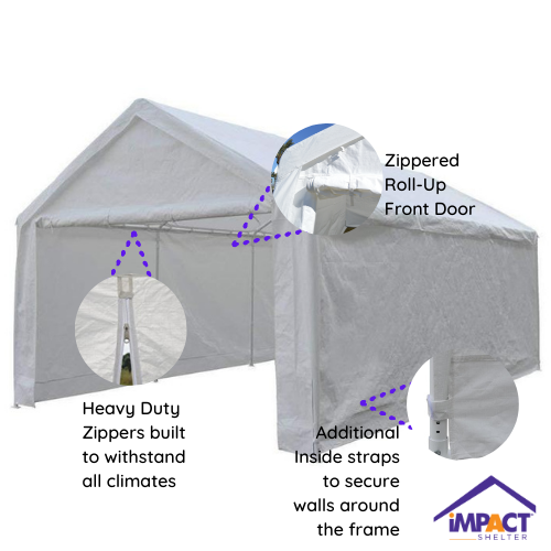 Portable Carport Canopy Sidewall Kit - 11x20