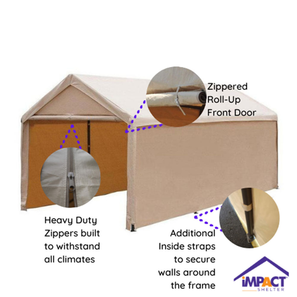 TAN Portable Carport Canopy Sidewall Kit  ONLY- 11x20