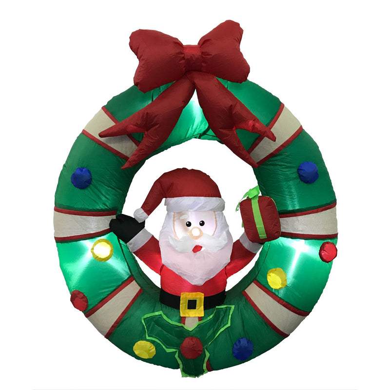 Inflatable Yard Christmas Decoration, Door Wreath with Santa Claus - 4' Round - Impact Canopies USA