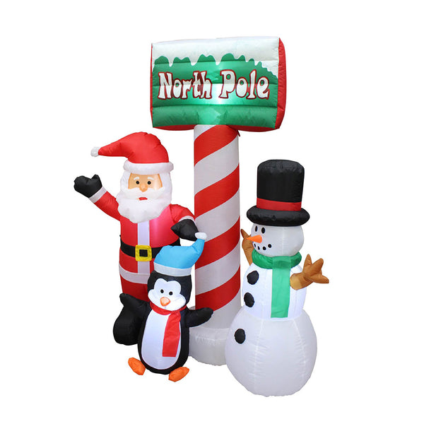 Inflatable Yard Christmas Decoration, North Pole Sign with Santa - 5' Tall - 4' Wide - Impact Canopies USA