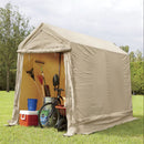 6x8 Portable Storage Shed - Motorcycle Cover - Lawnmower Shed - Tan - Impact Canopies USA