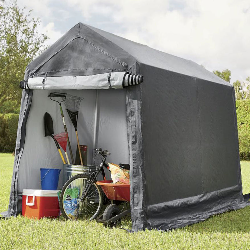 7x12 Portable Storage Shed - Motorcycle Cover - Lawnmower Shed - Gray - Impact Canopies USA