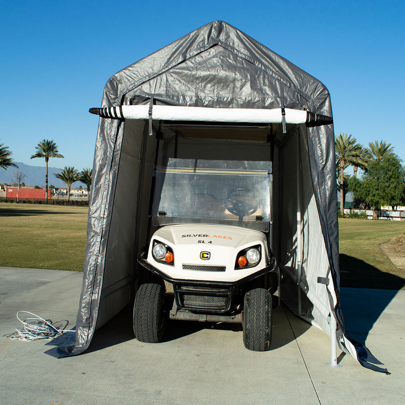 7x12 Portable Storage Shed - Motorcycle Cover - Lawnmower Shed - Gray - Impact Canopies USA