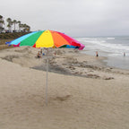 Beach Umbrella Rainbow Includes Carry Bag - 8 Foot Rainbow Color with Sand Anchor Auger - Impact Canopies USA