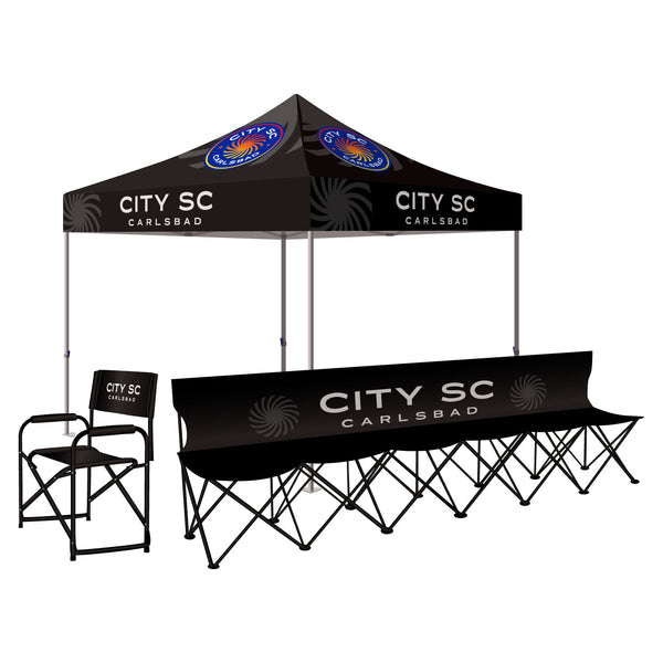 CITY SC CARLSBAD PACKAGE 2 (10x10 canopy kit, 6-Player Bench, & Coach's Sideline Chair)